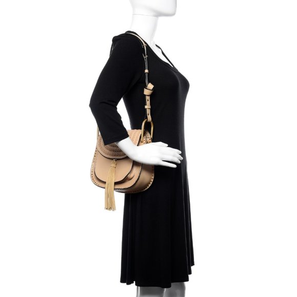 EUC CHLOE SMALL HUDSON PEARL BEIGE SHOULDER BAG TASSEL SMOOTH CALFSKIN PURSE Exc - Picture 2 of 16